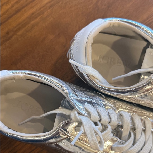 J. Crew Silver Metallic Sneakers with White Laces - Picture 3 of 4